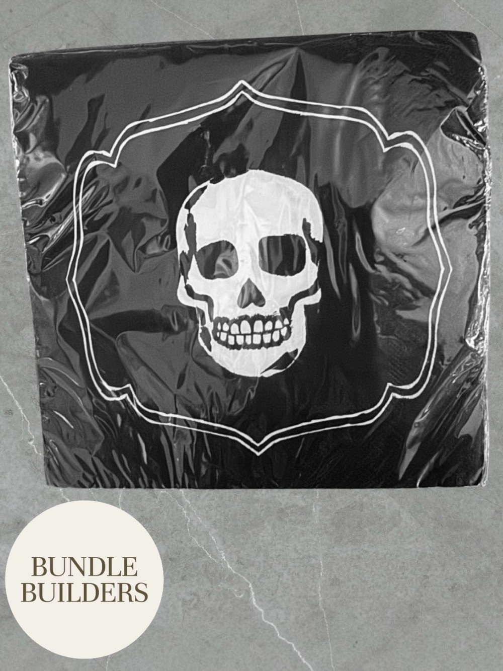 $5 Add-on | Black Skull Lunch Napkins with White Border Print - 20 Quantity
